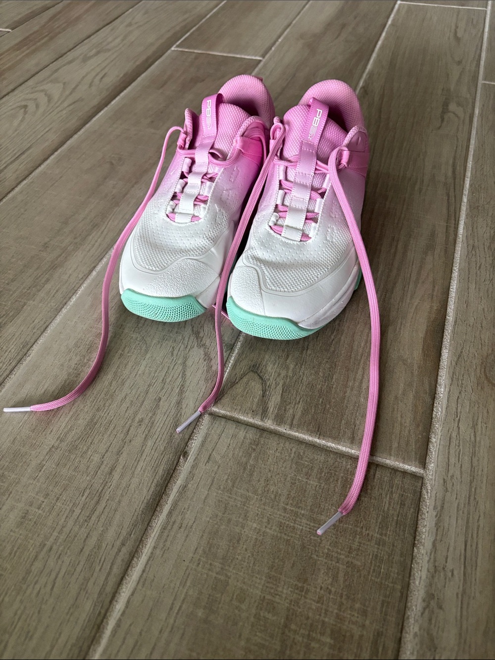 PB Stars Pink and White Sneakers with Mint Accents